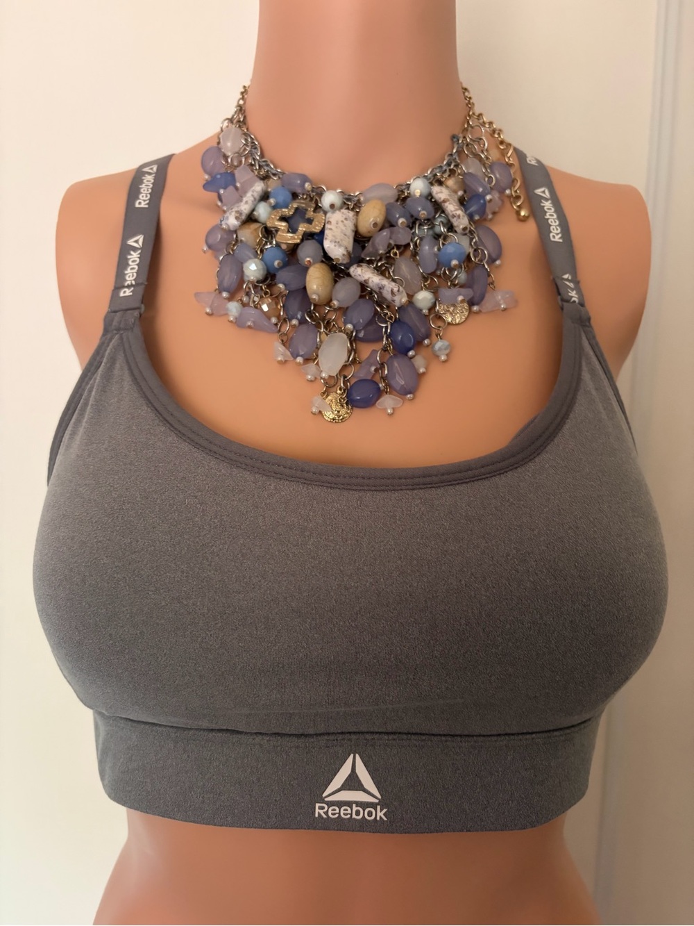 Reebok Gray Sports Tank Top Racerback Logo